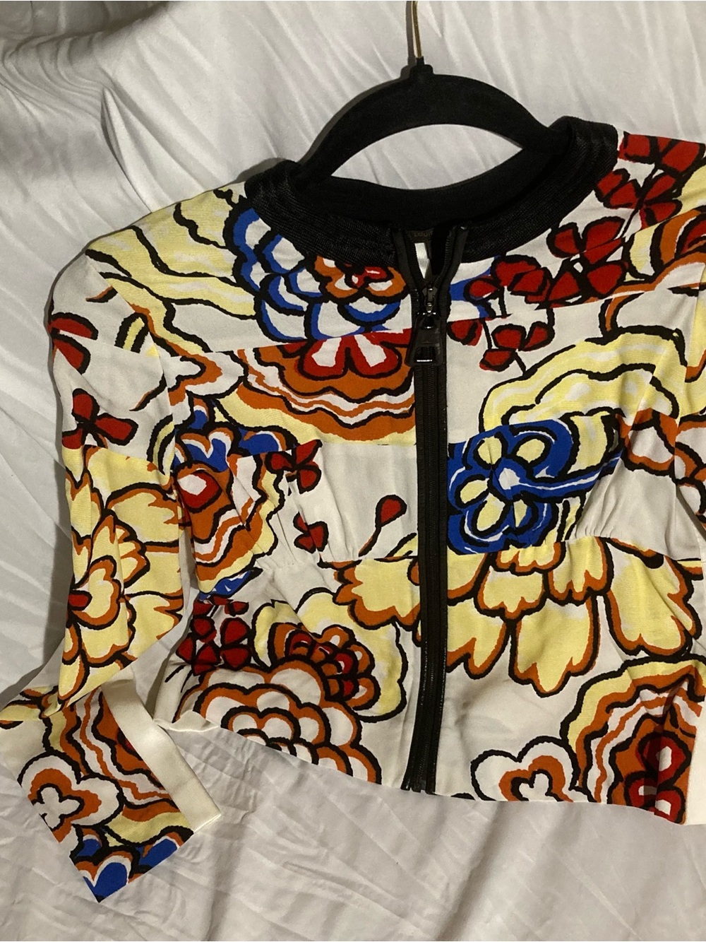 Louis Vuitton Floral Zip Bomber Jacket in White, Yellow, Red and Blue
